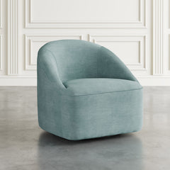 Swivel Barrel Chair, Teal Polyester with Black Metal Legs