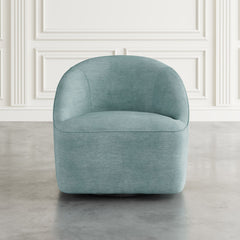 Swivel Barrel Chair, Teal Polyester with Black Metal Legs