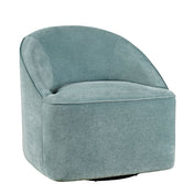 Swivel Barrel Chair, Teal Polyester with Black Metal Legs