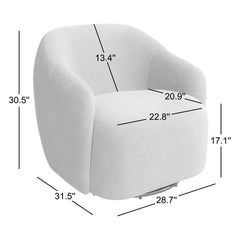 Swivel Barrel Chair with Boucle Upholstery and Black Iron Legs