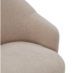 Swivel Barrel Chair with Boucle Upholstery and Black Iron Legs