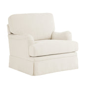 Swivel Barrel Chairs, Set of 2, Beige Linen with Solid Wood Frame