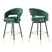 Swivel Chairs, Set of 2, Green Velvet Seat, Black Metal Frame