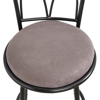 Swivel Chairs, Set of 3, Gray Microsuede Seat, Solid Wood Frame, Black Base
