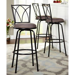 Swivel Chairs, Set of 3, Gray Microsuede Seat, Solid Wood Frame, Black Base