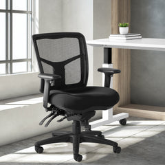 Swivel Conference Chair with Black Mesh Back and Adjustable Arms