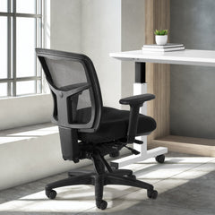 Swivel Conference Chair with Black Mesh Back and Adjustable Arms