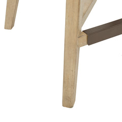 Swivel Counter Stool with Low Back and Solid Wood Legs, Cream Geometric