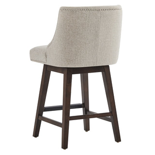 Swivel Counter Stool with Upholstered Seat, Walnut Pine Frame