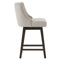 Swivel Counter Stool with Upholstered Seat, Walnut Pine Frame