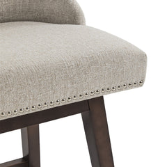 Swivel Counter Stool with Upholstered Seat, Walnut Pine Frame