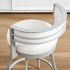 Swivel Counter Stools, Set of 2, Beige Faux Leather with Silver Steel Frame