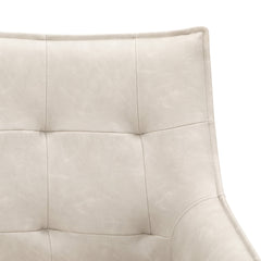 Swivel Dining Armchairs, Set of 2, Gray Faux Leather, Solid Wood Frame