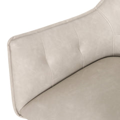 Swivel Dining Armchairs, Set of 2, Gray Faux Leather, Solid Wood Frame
