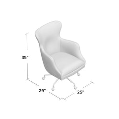 Swivel Executive Chair, Chateau Blue Leather with Black Iron Frame