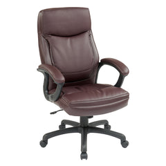 Swivel Executive Chair with Lumbar Support in Burgundy Faux Leather