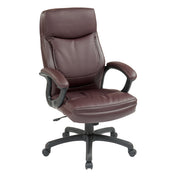 Swivel Executive Chair with Lumbar Support in Burgundy Faux Leather