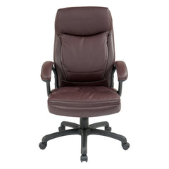 Swivel Executive Chair with Lumbar Support in Burgundy Faux Leather