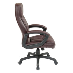 Swivel Executive Chair with Lumbar Support in Burgundy Faux Leather