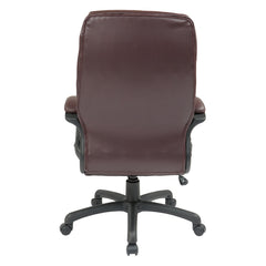 Swivel Executive Chair with Lumbar Support in Burgundy Faux Leather