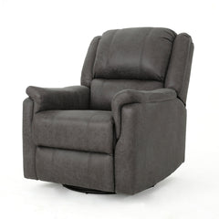 Swivel Glider Recliner, Slate Microfiber with Black Metal Legs