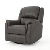 Swivel Glider Recliner, Slate Microfiber with Black Metal Legs