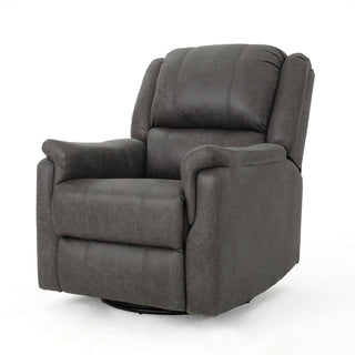 Swivel Glider Recliner, Slate Microfiber with Black Metal Legs
