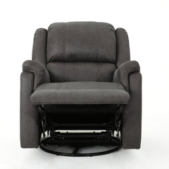 Swivel Glider Recliner, Slate Microfiber with Black Metal Legs