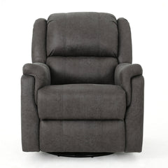 Swivel Glider Recliner, Slate Microfiber with Black Metal Legs