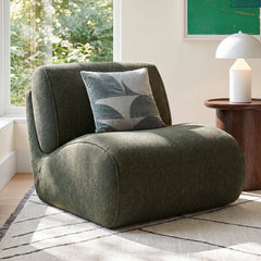 Swivel Lounge Chair with Chenille Upholstery in Mellow Forest