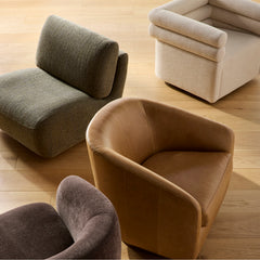 Swivel Lounge Chair with Chenille Upholstery in Mellow Forest