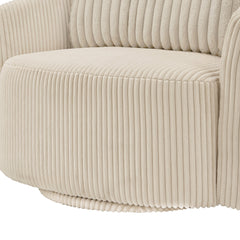 Swivel Lounge Chair with Corduroy Upholstery in Beige