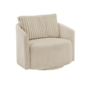 Swivel Lounge Chair with Corduroy Upholstery in Beige