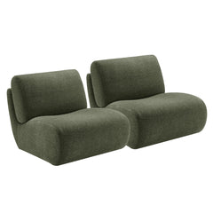 Swivel Lounge Chairs, Set of 2, Mellow Forest Chenille with Black Metal Legs