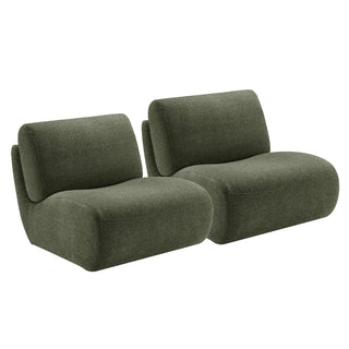 Swivel Lounge Chairs, Set of 2, Mellow Forest Chenille with Black Metal Legs