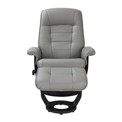 Swivel Recliner Chair with Ottoman, Gray Upholstery