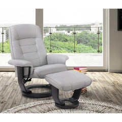 Swivel Recliner Chair with Ottoman, Gray Upholstery