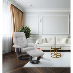 Swivel Recliner Chair with Ottoman, Gray Upholstery