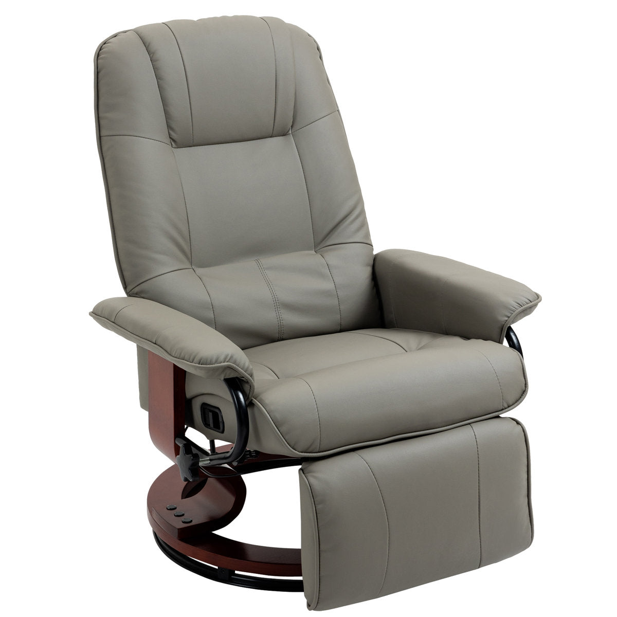 Swivel Reclining Chair in Gray Faux Leather with Footrest