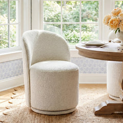 Swivel Side Chair with Upholstered Back and Solid Wood Legs