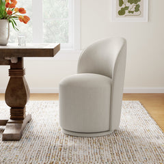 Swivel Side Chair with Upholstered Back and Solid Wood Legs