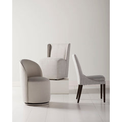 Swivel Side Chair with Upholstered Back and Solid Wood Legs