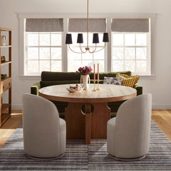 Swivel Side Chair with Upholstered Back and Solid Wood Legs