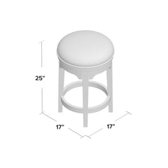 Swivel Stool, Ivory Chenille Seat, Wood Frame, Off White Base