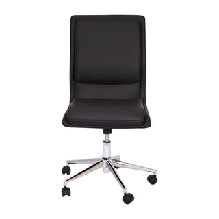 Swivel Task Chair, Black Faux Leather with Gray Metal Frame