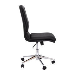 Swivel Task Chair, Black Faux Leather with Gray Metal Frame