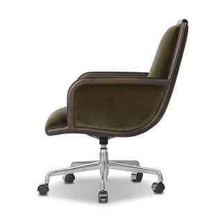 Swivel Task Chair with Velvet Upholstery and Solid Wood Frame
