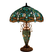 Table Lamp, 16 in Stained Glass Shade with Coffee Base
