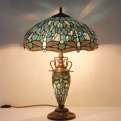Table Lamp, 16 in Stained Glass Shade with Coffee Base
