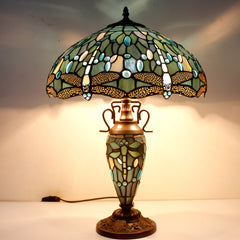 Table Lamp, 16 in Stained Glass Shade with Coffee Base